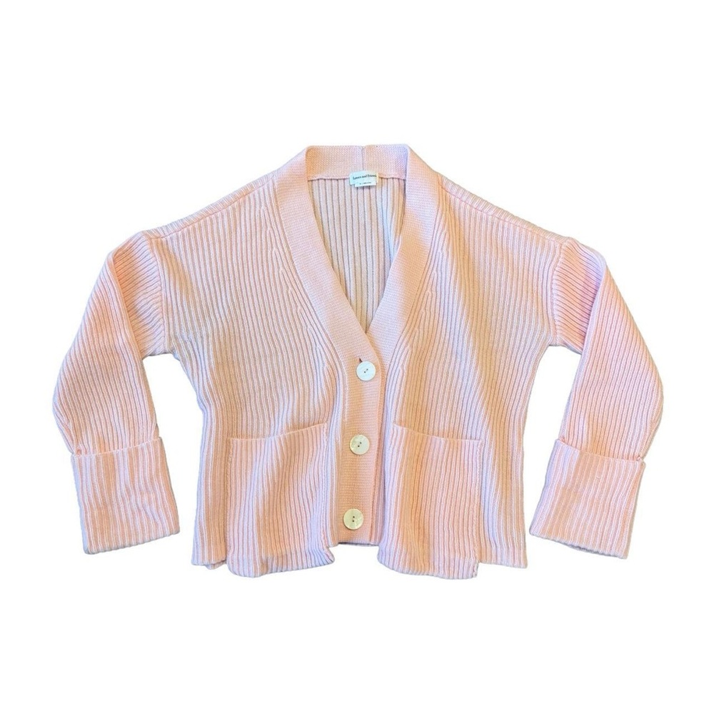 lovers and friends baby pink ribbed v-neck cardigan sweater oversized size XS